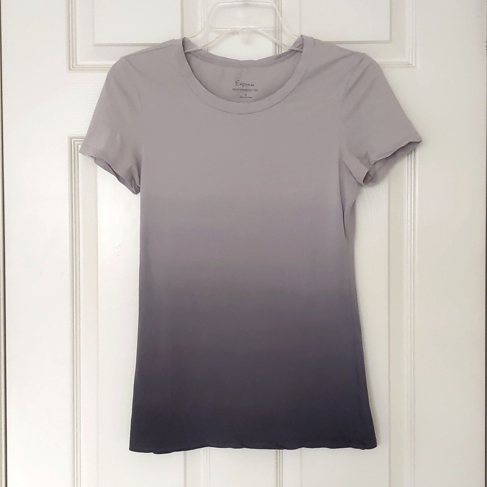 Express Featherweight Cotton/Spandex Short Sleeve Tee with shades of grey.